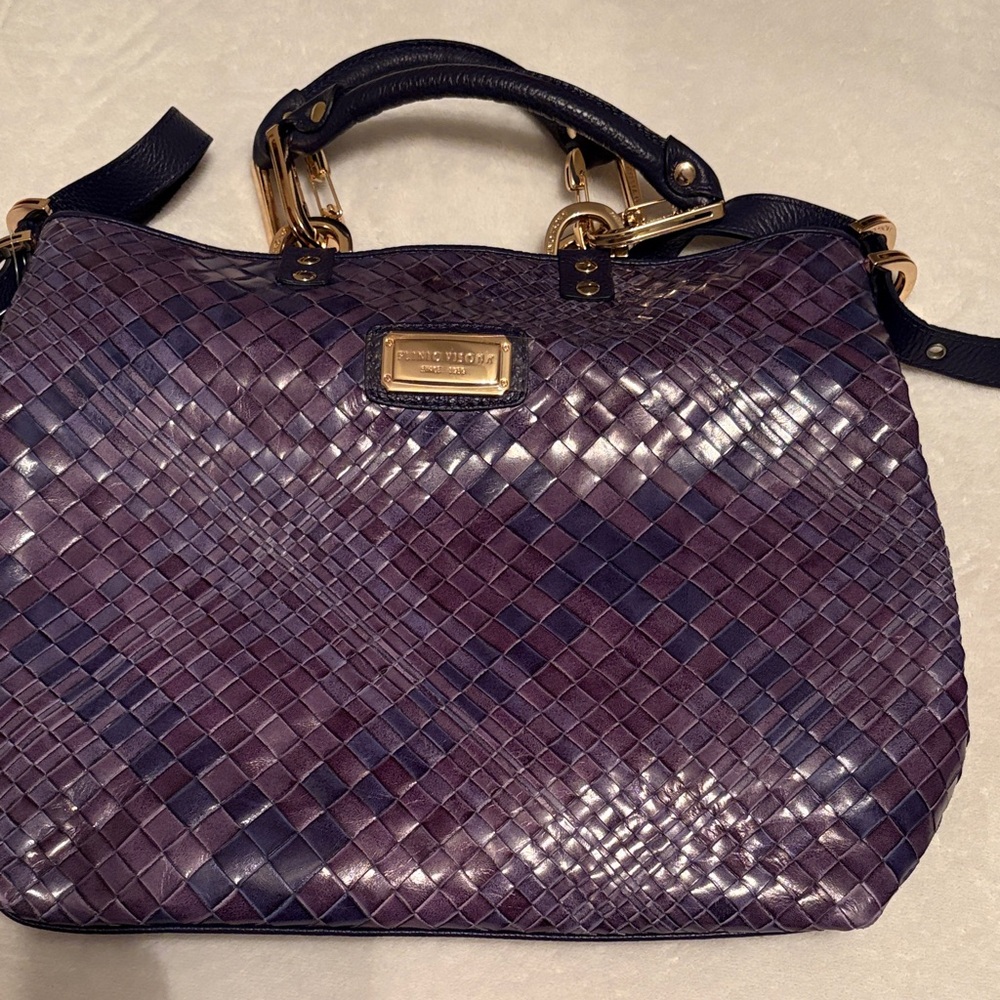 Dark Purple Woven Shoulder Bag